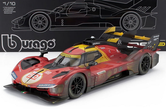 Ferrari 499P 3.0L Turbo V6 #50 Winner 24h Le Mans 2024 ( After Race Version ) 1/18 BBURAGO 18-16312D