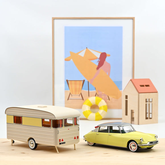 Citroën DS19 Yellow + Caravane Digue 1/18 NOREV 181762