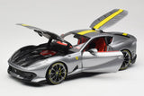 Ferrari 812 Competizione 2021 Grey 1/18 BBURAGO SIGNATURE 18-01647
