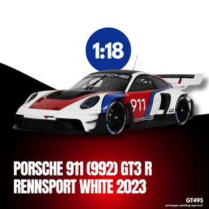 [ Pré-commande ] Porsche 911 (992) GT3 R Rennsport White 2023 1/18 GT SPIRIT GT495