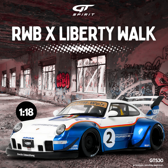 Porsche RWB X Liberty Walk White 1/18 GT SPIRIT GT530