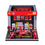 Diorama Ferrari F1 SF-24 Garage Pit Stop Charles Leclerc 2024 1/43 BBURAGO 18-36862-L