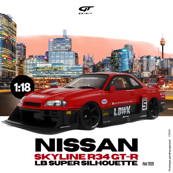 [ Pré-commande ] Nissan Skyline R34 GT-R LB Super Silhouette Red 2020 1/18 GT SPIRIT GT570