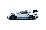 [ En attente de Ré-approvisionnement ] Porsche 911 GT3 RS White With Blue Stripes 1/18 SOLIDO S1812102