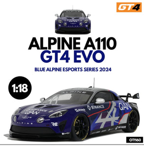 [ Pré-commande ] Alpine A110 GT4 Evo  Blue Alpine Esports Series 2024 1/18 OTTOMOBILE OT1160