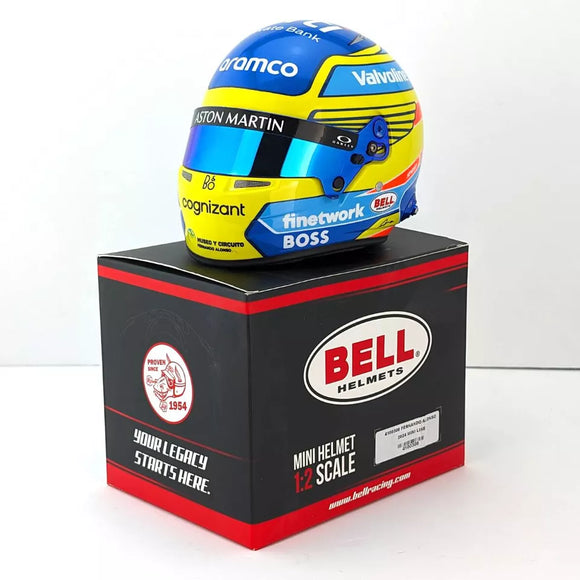 Casque Fernando Alonso - Aston Martin 2024 1/2 MINI HELMET BELL 4100308
