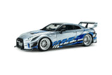 Nissan GT-R R35 Liberty Walk Silhouette Silver & Blue 1/43 SOLIDO S4311211