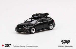 Audi RS6 Avant Mythos Black With Roof Box 1/64 MINI GT MGT00257-L
