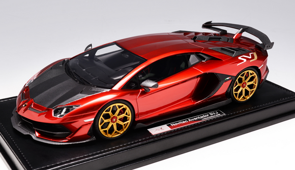 Lamborghini Novitec Aventador SVJ Red with Gold Wheels 1/18 IVY